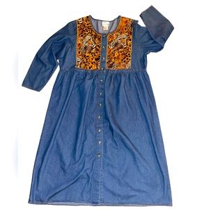 Denim Long Kurta 100% cotton Size 2X 3/4 sleeves